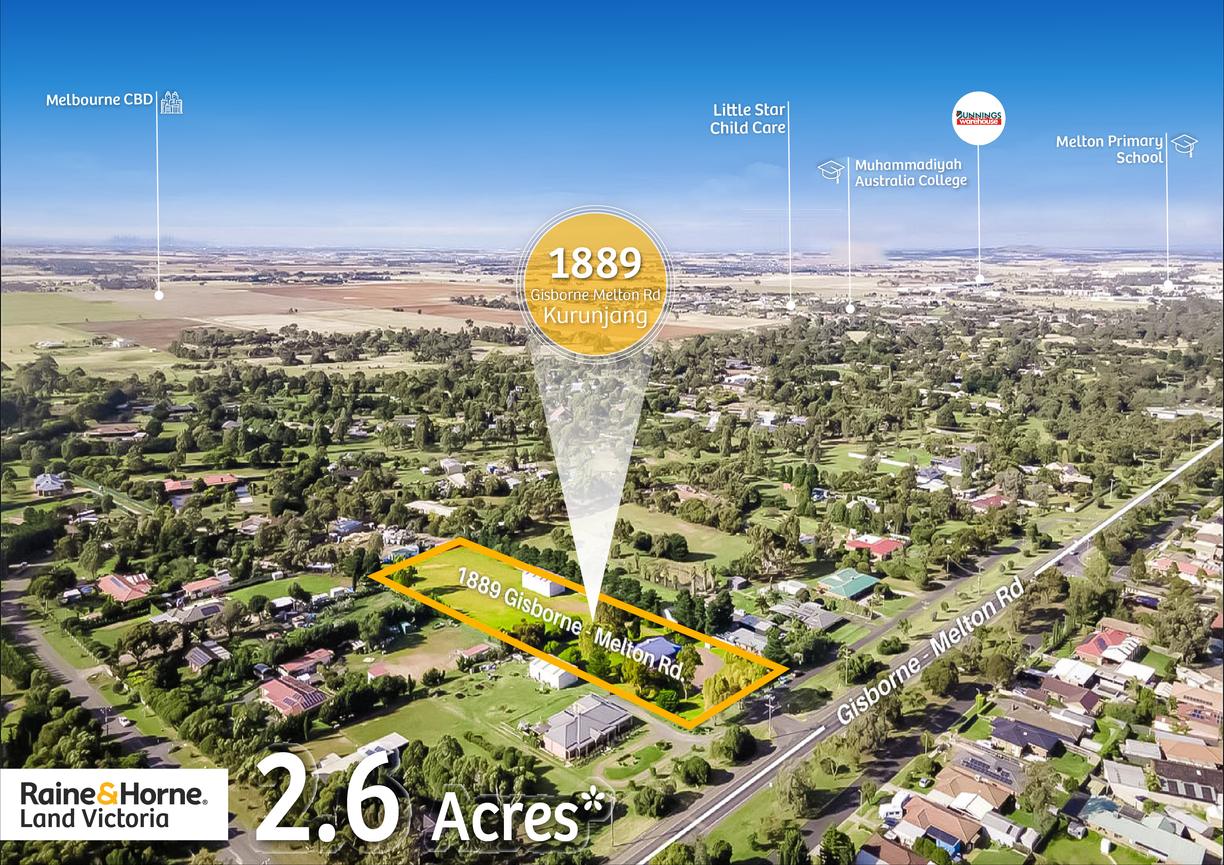 1889 Gisborne-Melton Road — photo from Raine & Horne Land Victoria